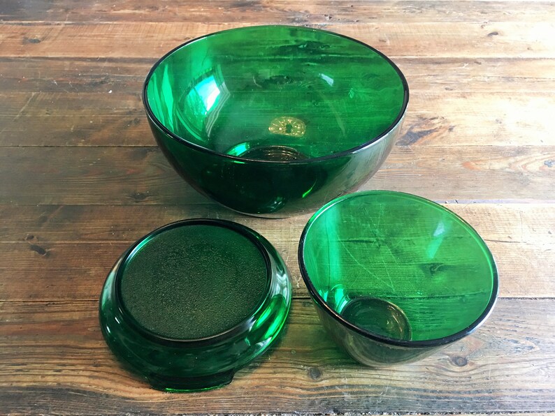 Vintage Anchor Emerald Green Glass Punch Bowl Set/Christmas Etsy