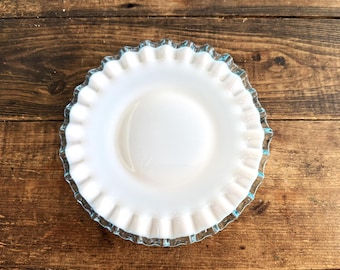 Juego de 4 platos vintage de vidrio opalino Fenton Aqua Crest