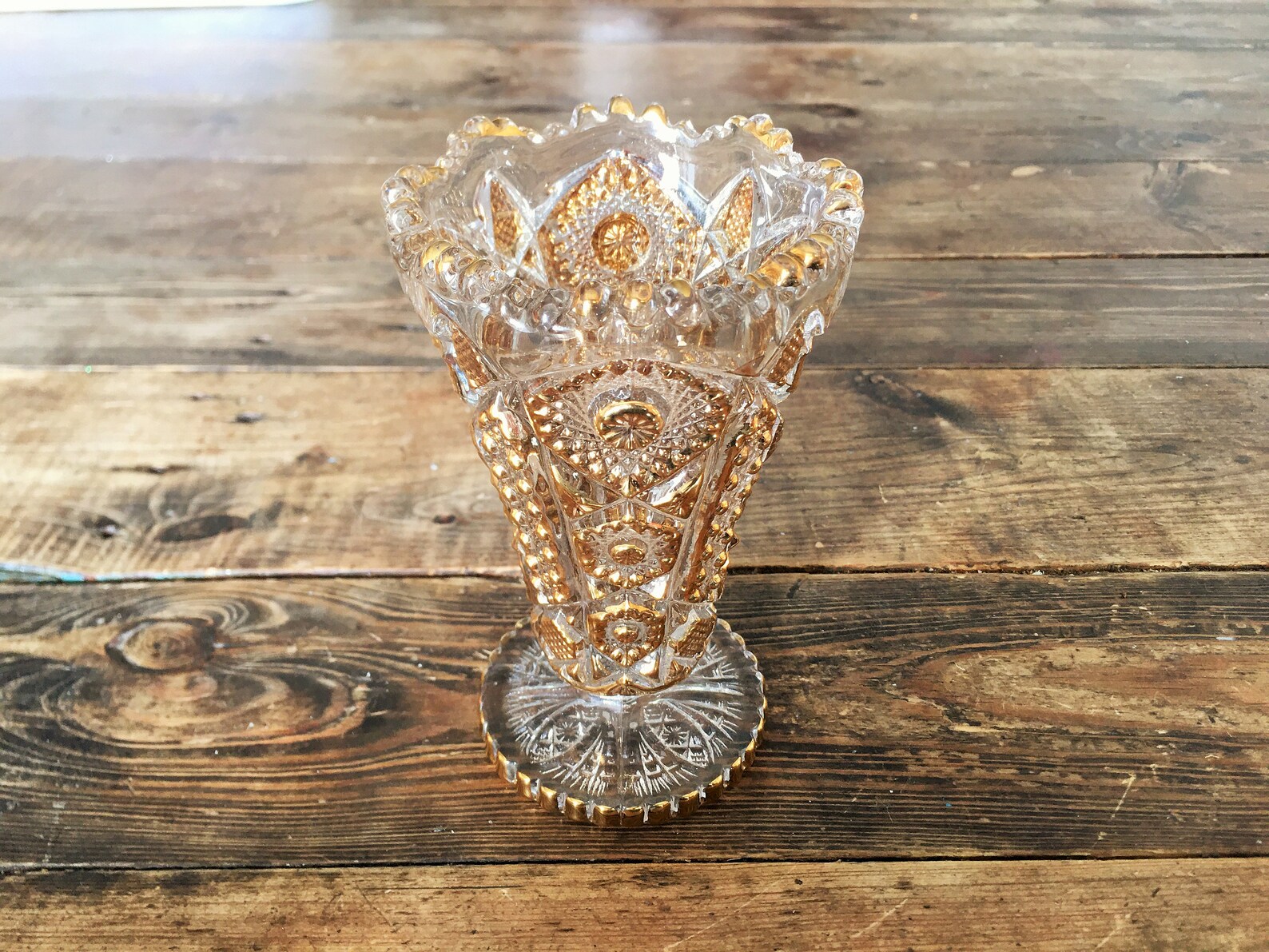 Vintage Marked Imperial Glass and Gold Gilt Vase/Heavy Glass Etsy