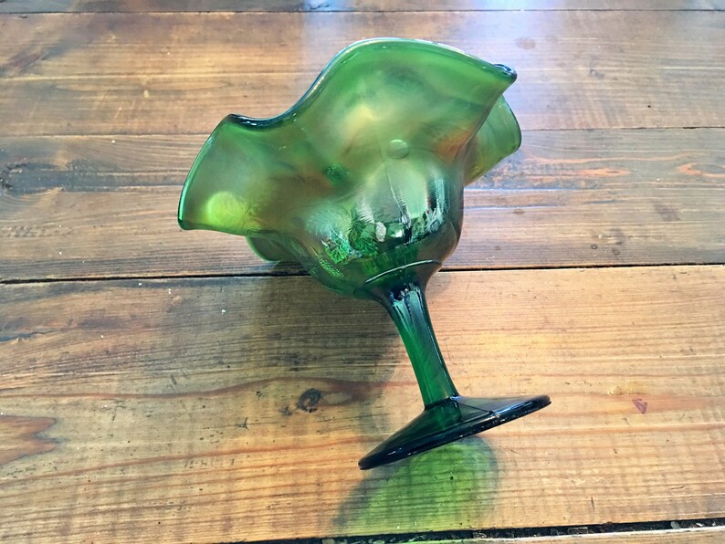 Vintage Fenton Blackberry Bramble Green Compote/collectible Etsy