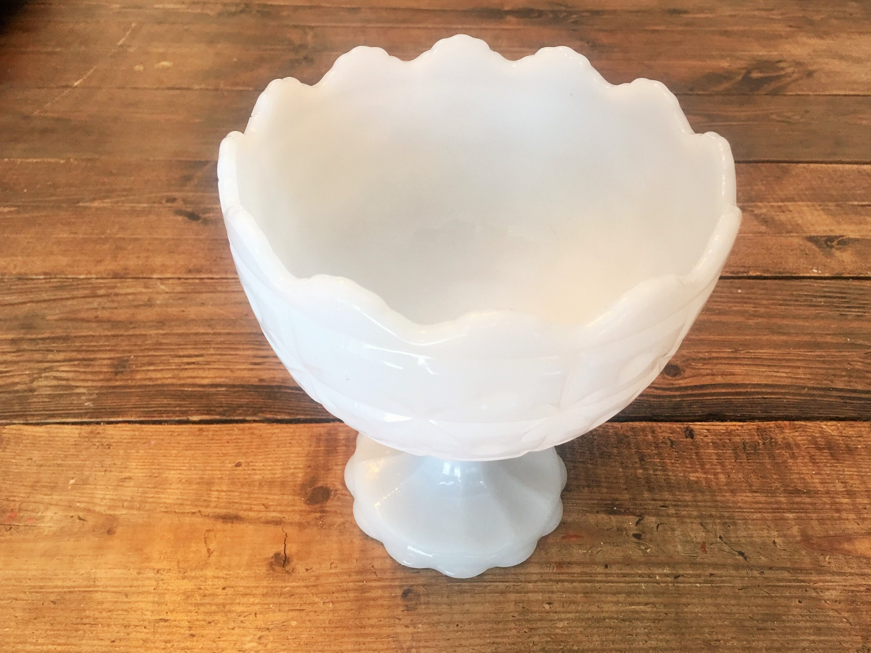 Vintage Napco Milk Glass Quilted Compote/quilted and Dotted