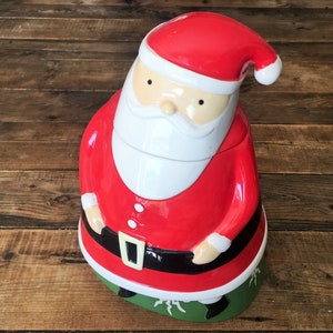 Large Vintage Santa Ceramic Cookie Jar/Christmas Kitchen Decor/Ceramic Santa Cookie Jar/Collectible Ceramic Cookie JAr