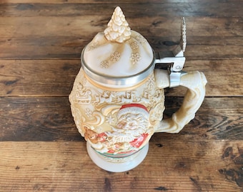 Chope à bière en céramique Hommage au père de Noël, grande chope de père Noël décorative en céramique, étain, chope à bière