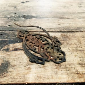 Antique Receipt Holder Wall Hanging Antique Patina Cast Iron Wall Mount Receipt Hook Bill Invoice Holder Spike Spindle Art Nouveau Design