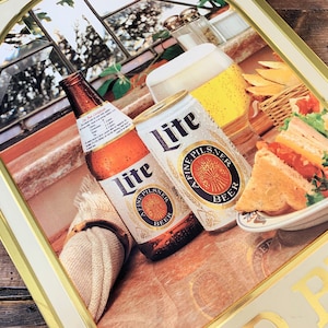 Vintage Large Beer Sign Miller Lite Metal Beer Sign 1970s Bar Décor Miller Beer Large Advertising Sign Man Cave Décor Father&#39;s Day Gift