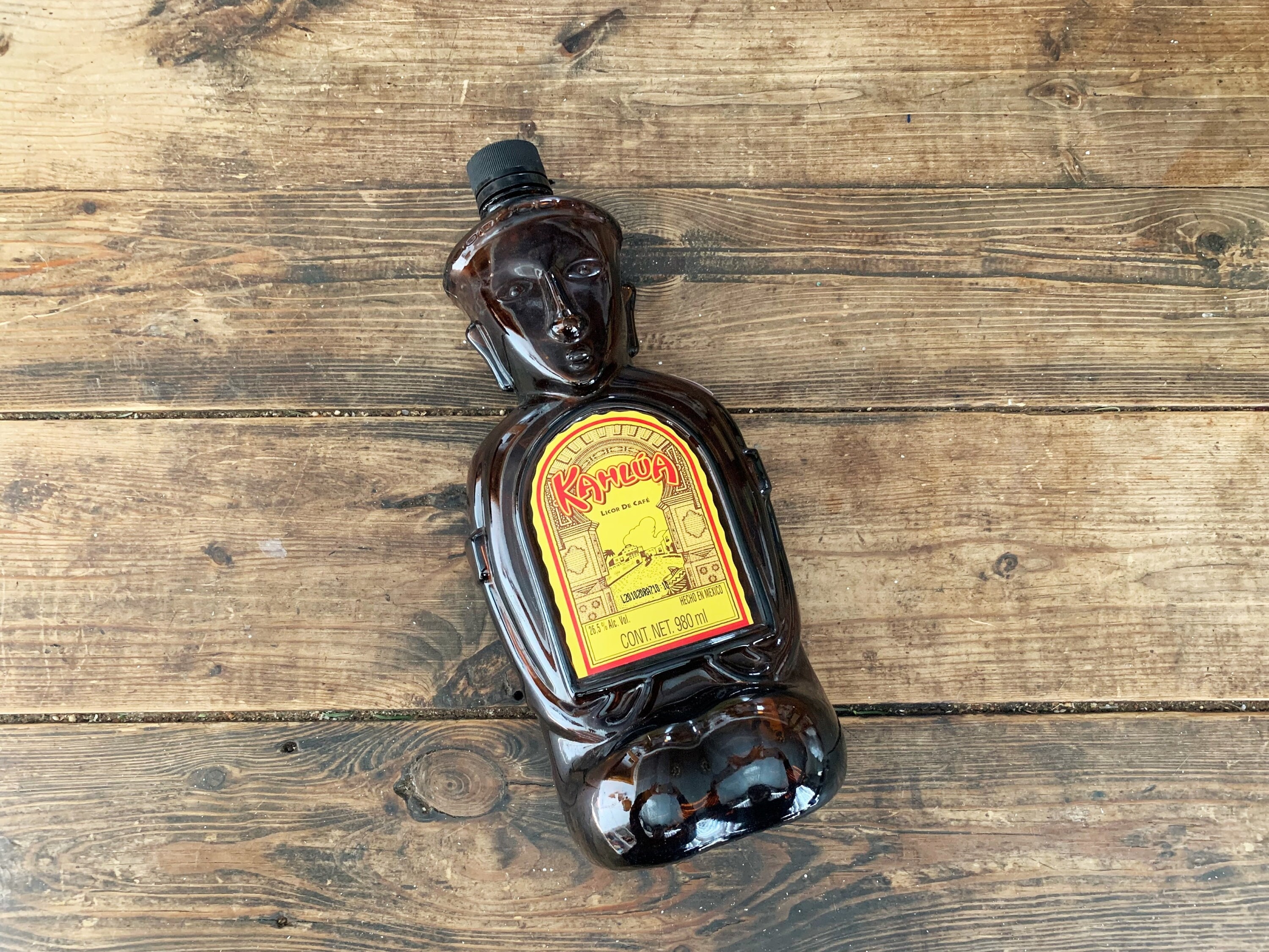 Vintage Kahlua Licor De Café Mayan Figural Bottle Mexico Brown