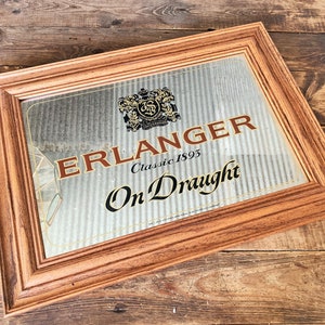 Vintage Schlitz Beer Mirror Oak Framed Beer Mirror Erlanger Beer Bar Décor Vintage Beer Signage Sports Bar Décor Erlanger Beer Mirror Sign