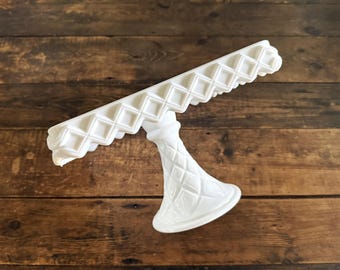 Vintage Indiana Glass Co  Milk Glass Cake Stand "Monterey" Pattern 11" Pedestal Plate