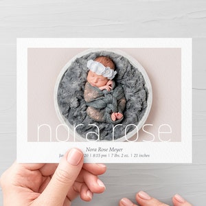 Modèle d'annonce de naissance, annonce de naissance de fille, carte d'annonce de naissance, annonce de naissance, annonce de garçon nouveau-né, imprimable,