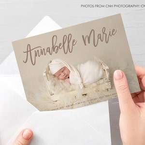Carte de faire-part de naissance, faire-part de naissance de bébé garçon, faire-part de naissance de bébé fille, annonce de nouveau-né avec photo, carte de remerciement pour bébé