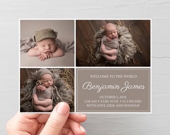 Baby Birth Announcement Card, Photo Birth Announcement Card, Photo Newborn Announcement, Baby Girl Announcement, Baby Boy Announcement,
