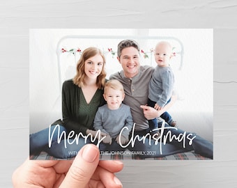 Merry Christmas Printable Photo Christmas Card, Two-Sided Holiday Photo Card,  Full Photo Card Ideas, Custom Christmas Card with Photos 2021