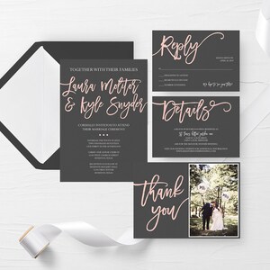 Gray and Pink Wedding Invite, Pastel Wedding Invitation, Simple Wedding Invitation Printable, Simple Wedding Invite, Save the Date
