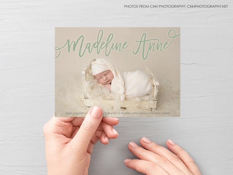 Baby Girl Announcement Baby Boy Announcement, Photo Newborn Announcement Baby Birth Announcement Card Photo Birth Announcement Card