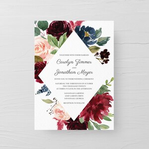 Ensemble d’invitation de mariage, Marsala Invitation de mariage imprimable, Suite d’invitation de mariage Bourgogne, Marsala Save the Date, Carte RSVP