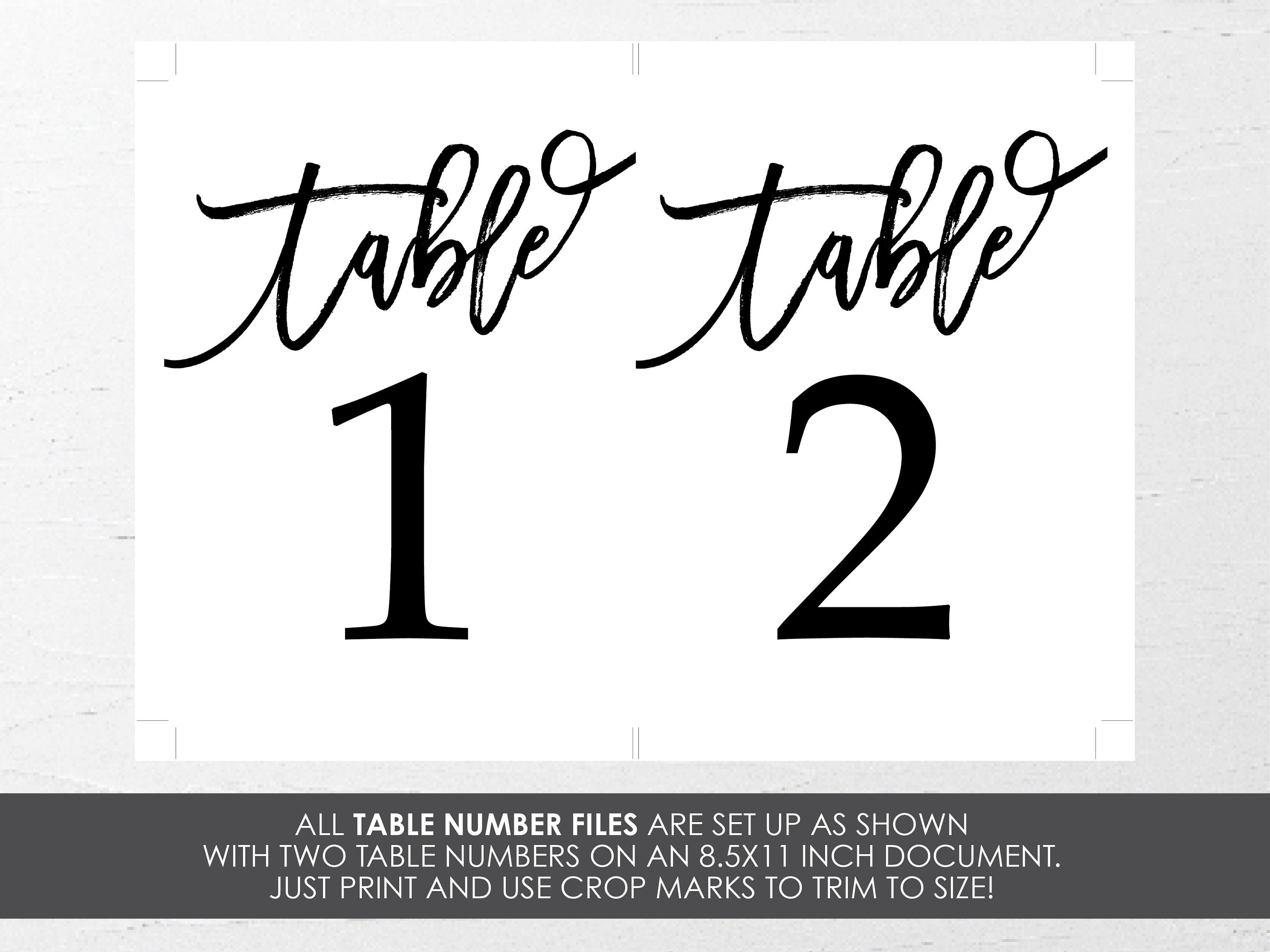 Table Numbers Printable Table Numbers Wedding Table Number Etsy