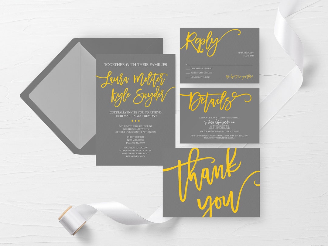Printable Wedding Invite Suite, Rustic Wedding Invitation Kit, Simple Wedding Invitation Set ...
