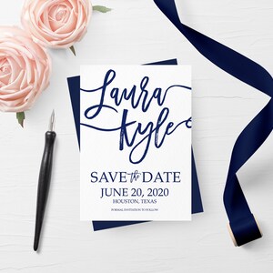 Navy Wedding Invitation Suite, Simple Wedding Invitation Suite, Navy Wedding Invite, Printable Wedding Invite Suite, Navy Save the Date image 5