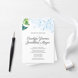 Printable Wedding Invitation, Floral Wedding Invitation, Hydrangea Wedding Invitation, Pastel Blue Wedding Invite, Hydrangea Invitation image 10