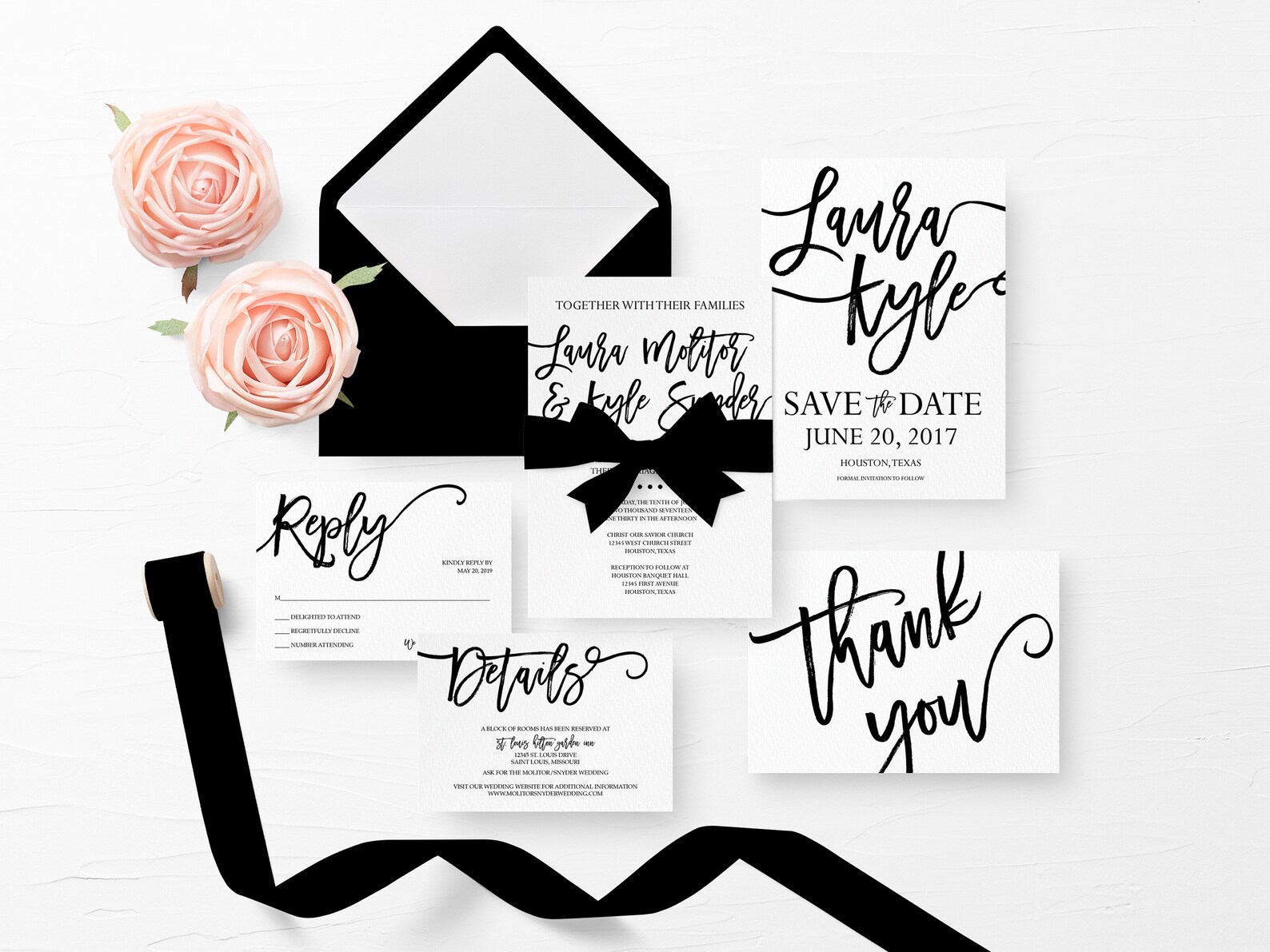 Black and White Printable Wedding Invitation Simple Wedding - Etsy