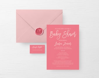 Baby Shower Invitation Girl, Printable Baby Shower Invitation with Diaper Raffle Tickets, 5x7 inch Girl Baby Shower Invites