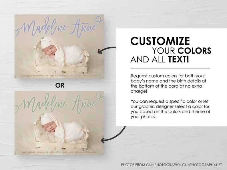 Baby Girl Announcement Baby Boy Announcement, Photo Newborn Announcement Baby Birth Announcement Card Photo Birth Announcement Card