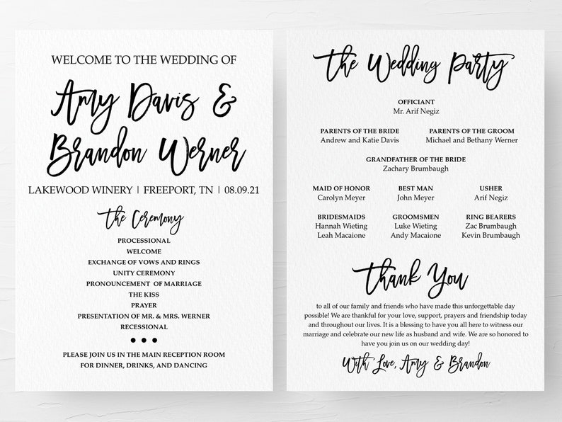 Blush and Gray Printable Wedding Program, Wedding Order of Service, Wedding Programs, Pink and Gray Wedding Ceremony Program image 8