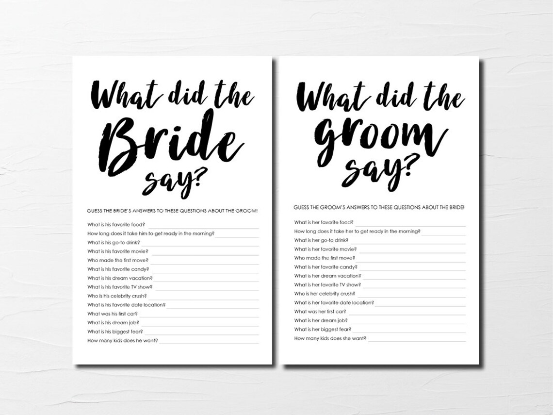 Bridal Shower Game Bundle Bridal Shower Game Kit Bridal Etsy