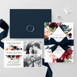 Hochzeit Save the Date Druckbare, Navy Save the Date Karte, Druckbare Floral Save the Date, Foto Save the Date, Rustikal Save the Date, Einladung