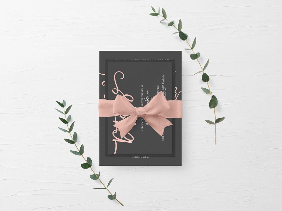 Graue und rosa Hochzeitseinladung Pastell Hochzeitseinladung | Etsy