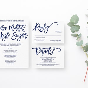 Suite dinvitation de mariage Navy, Suite dinvitation de mariage simple, Invitation de mariage Marine, Suite dinvitation de mariage imprimable, Marine Save the Date image 1