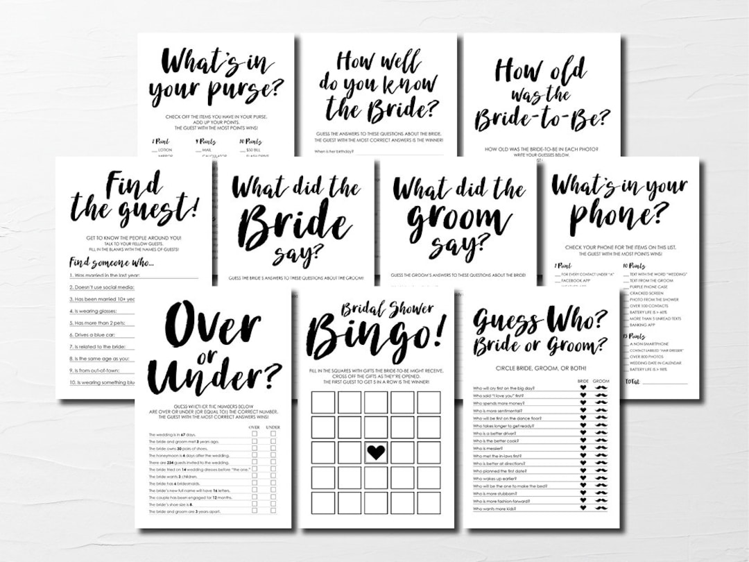 Bridal Shower Game Bundle, Bridal Shower Game Kit, Bridal Shower Bundle