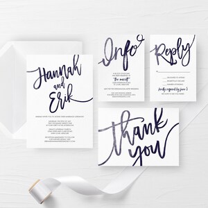 Rustic Wedding Invitation Kit, Navy Wedding Invitation Suite, Printable Wedding Invite Suite, Navy Wedding Invite, Navy Save the Date imagem 3