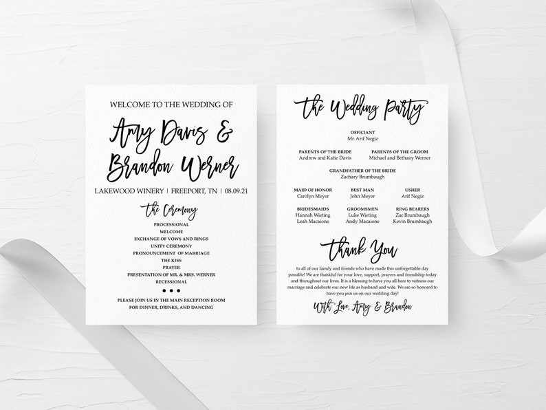Blush and Gray Printable Wedding Program, Wedding Order of Service, Wedding Programs, Pink and Gray Wedding Ceremony Program image 9