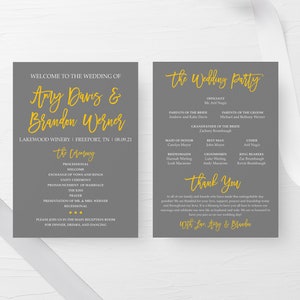 Blush and Gray Printable Wedding Program, Wedding Order of Service, Wedding Programs, Pink and Gray Wedding Ceremony Program image 5
