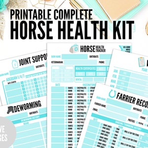 Printable Horse Health Kit | Printable Vet Bill Tracker | Farrier Shoeing Printable | Horse Management PDF | Equine Husbandry PDF | Blue PDF