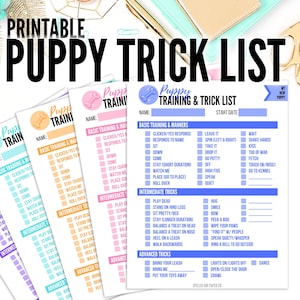 Druckbare Checkliste für Welpentraining und Tricks | Hundetraining & Trickliste | New Puppy Printable | Welpe PDF | Tricks Checkliste PDF | Tricks