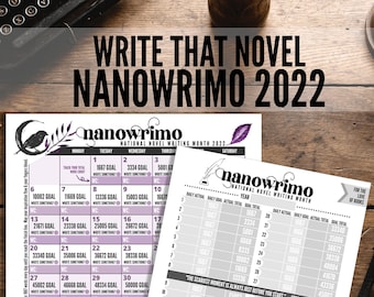 NaNoWriMo 2022 Printable Kit | Novel Writing Tracker (PDF Download)