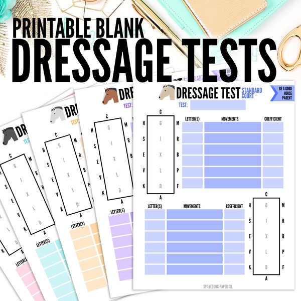 Printable Dressage Tests Template | Printable Dressage Arena | Dressage Printable | Dressage Test PDF | Memorization PDF | Pink PDF