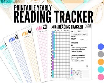 Printable Yearly Reading Tracker | Book Log (Digital Download)