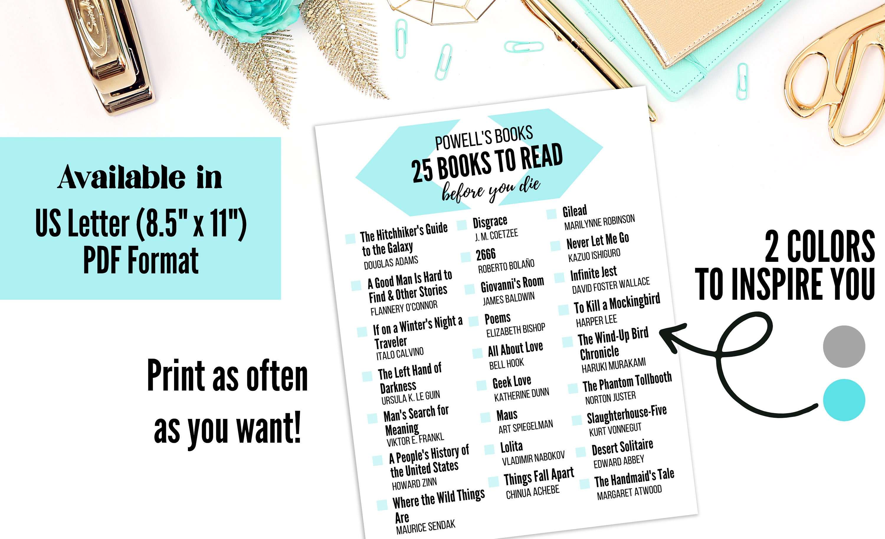 25 Books to Read Before You Die | Printable Reading List | Printable ...