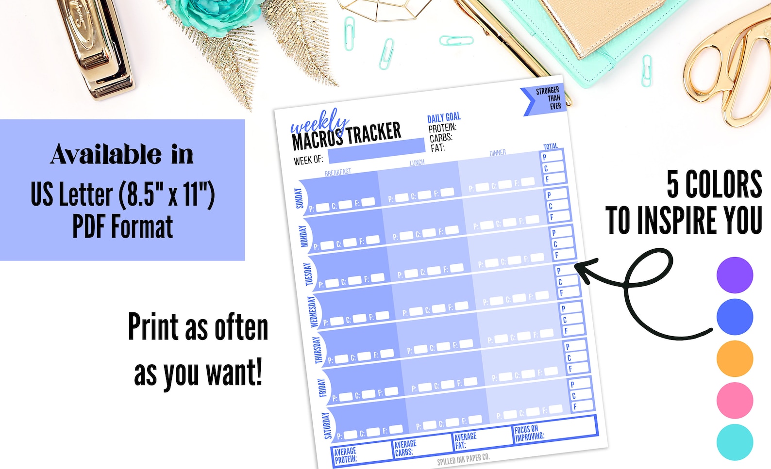Printable Macros Tracker | Printable Macros Log | Nutrition Digital Download | Meals Digital ...