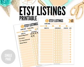 Printable Etsy Listings Tracker | Printable Small Business Worksheet | Etsy Printable | Etsy Listings PDF | Entrepreneur PDF | Small Biz PDF