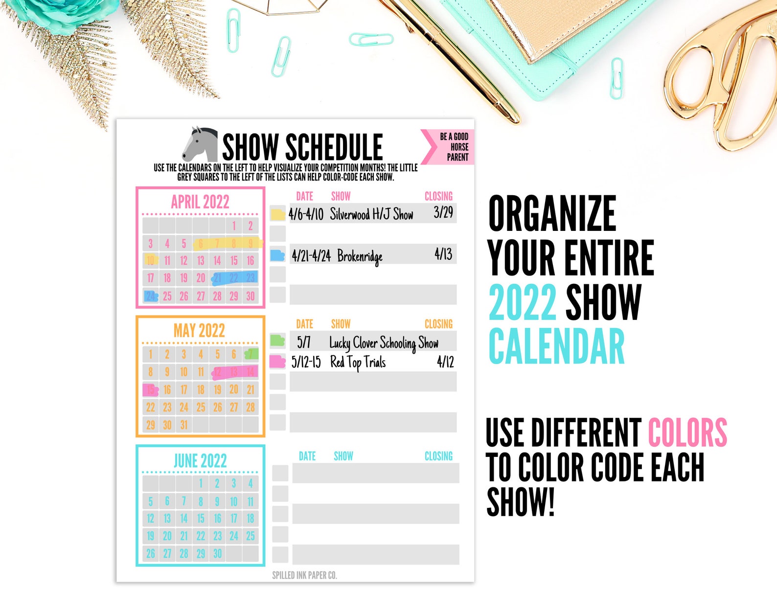 Printable Horse Show Calendar Printable 2023 Schedule Horse Show