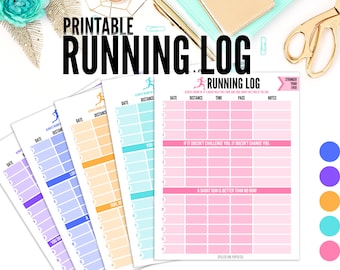 Printable Running Tracker | Printable Run Log | Fitness Digital Download | Running Digital Download | Run Tracker 5K 10K Marathon Letter A4
