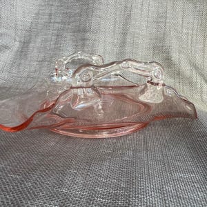 Vintage Heisey Hexagonal Pink Depression Glass Candy/Trinket Dish w/ Curved Handles