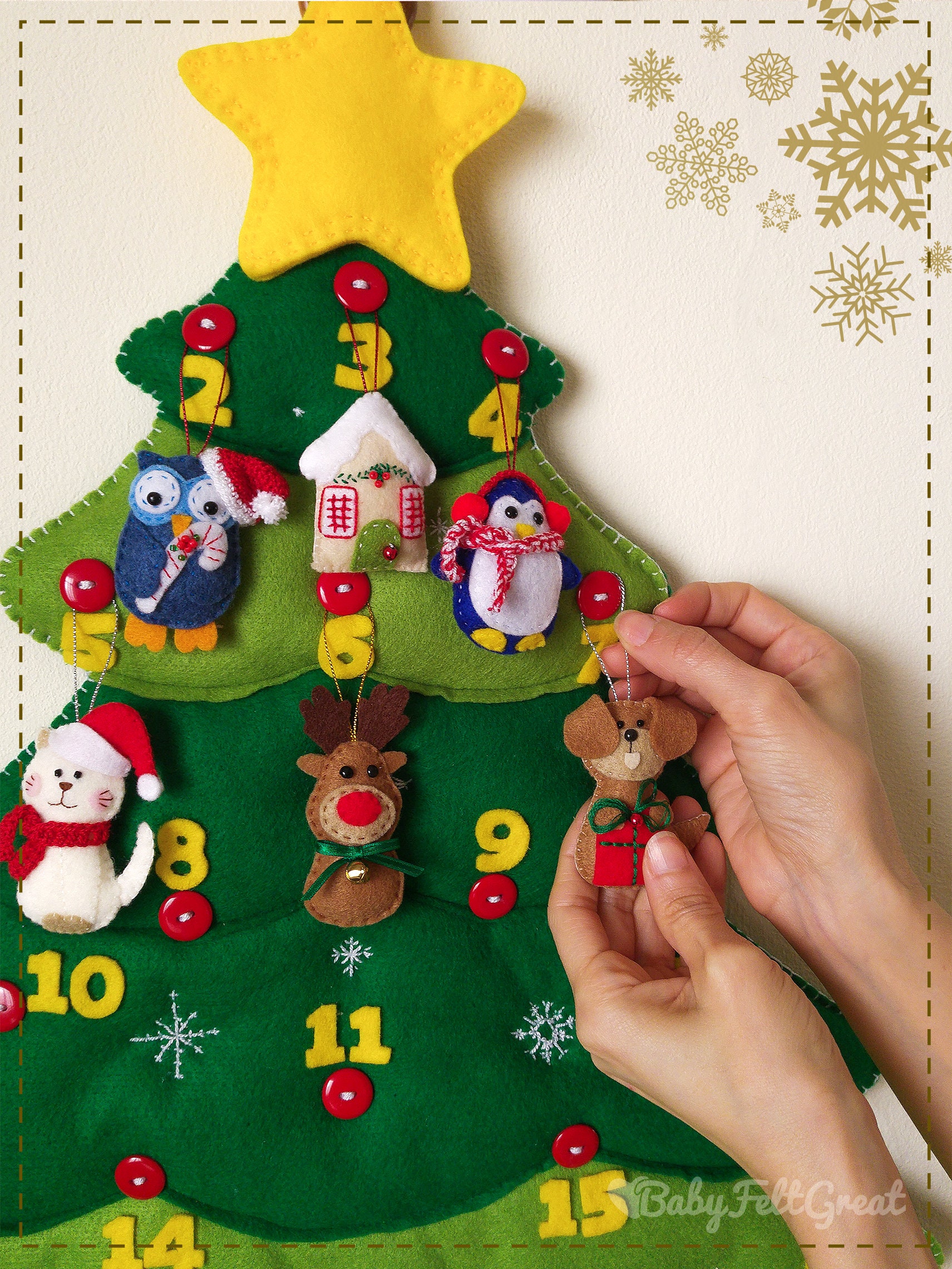 Felt Christmas Tree Advent Calendar 25 handmade stuffed Etsy