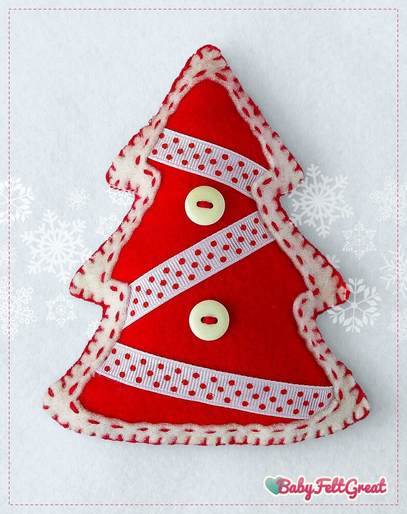 Felt Christmas Tree Pattern, Felt Christmas Ornaments Pattern, Red Christmas Tree Pattern, Felt