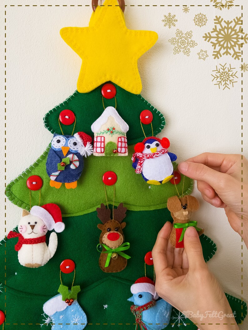 Felt Christmas Tree Advent Calendar 27 Handmade Pieces Felt Etsy New