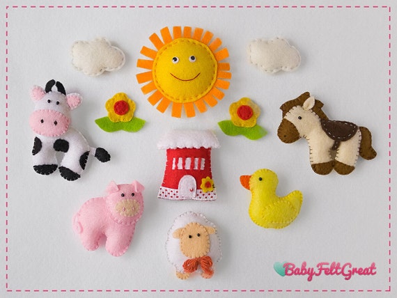 Patrones Pdf Digital Diy Adornos Fieltro Set Granja Bebe Etsy Espana